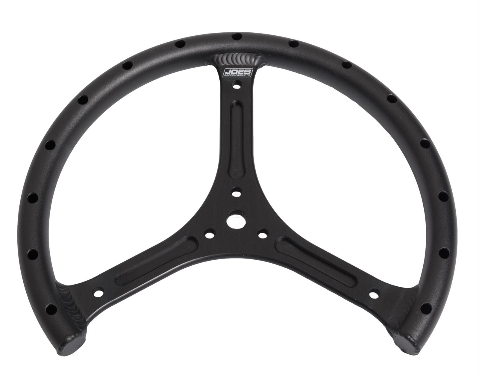 JOES Racing Products Quarter Midget Steering Wheels 13505-B Wheel, Midget, Aluminum, Black Anodized, 3-Spoke, No Dish, 11 in. Diameter, 3-Bolt Mount, Each