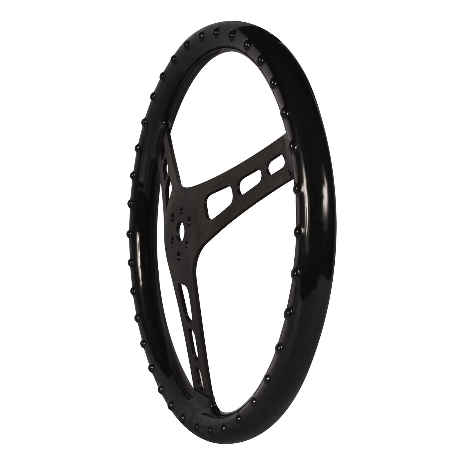 JOES Racing Products Rubber Coated Steering Wheels 13513-CB Wheels, Coated, 13.0 in. Diameter, 2.5 in. Dish, Black, 3-Spoke, Sticky Grip, Dual 3-Bolt Mount Pattern, Each
