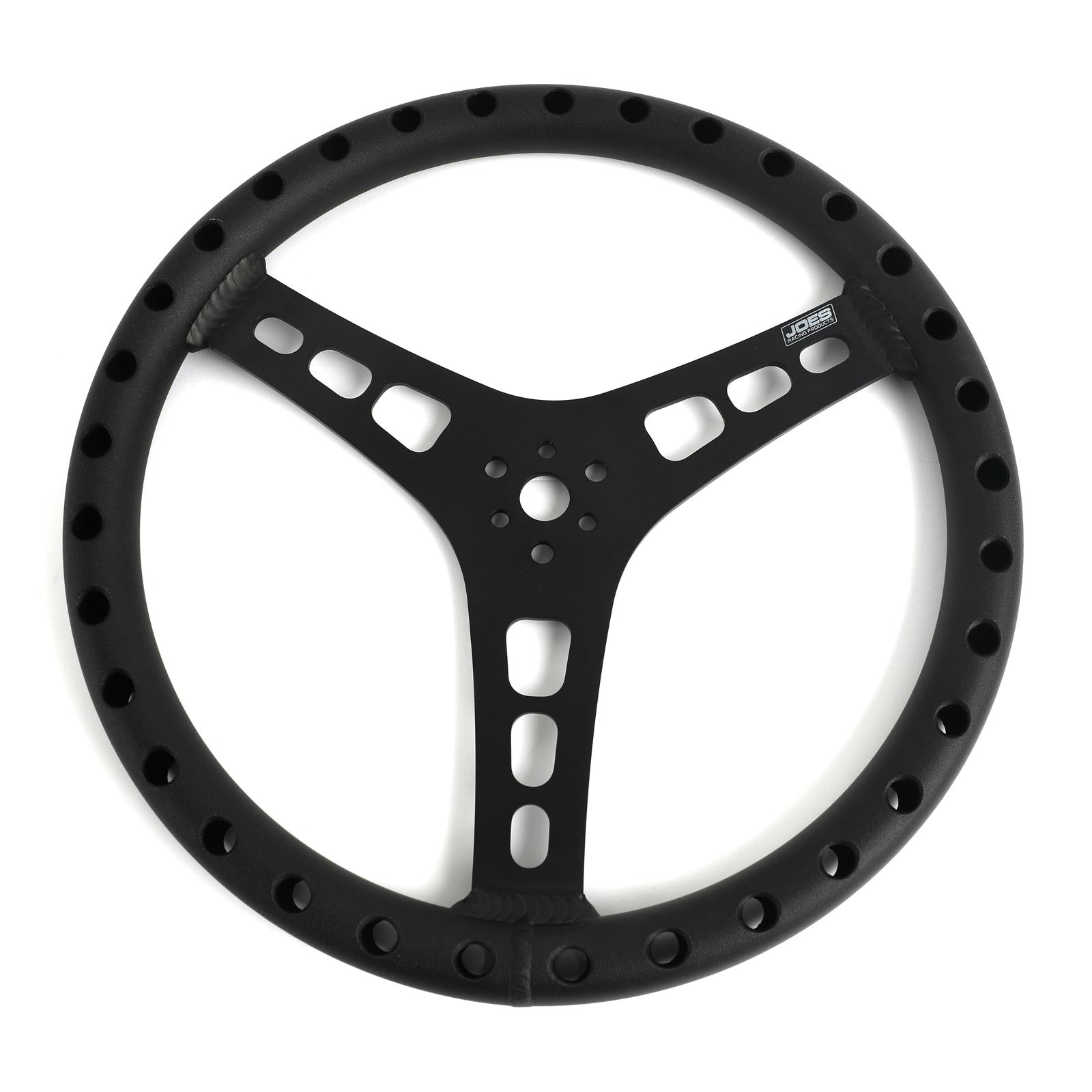 JOES Racing Products Aluminum Steering Wheels 13534-B Wheel, Aluminum, Black Anodized, 3-Spoke, 1.0 in. Dish, 14 in. Diameter, Dual 3-Bolt Mount, Each thumbnail 2