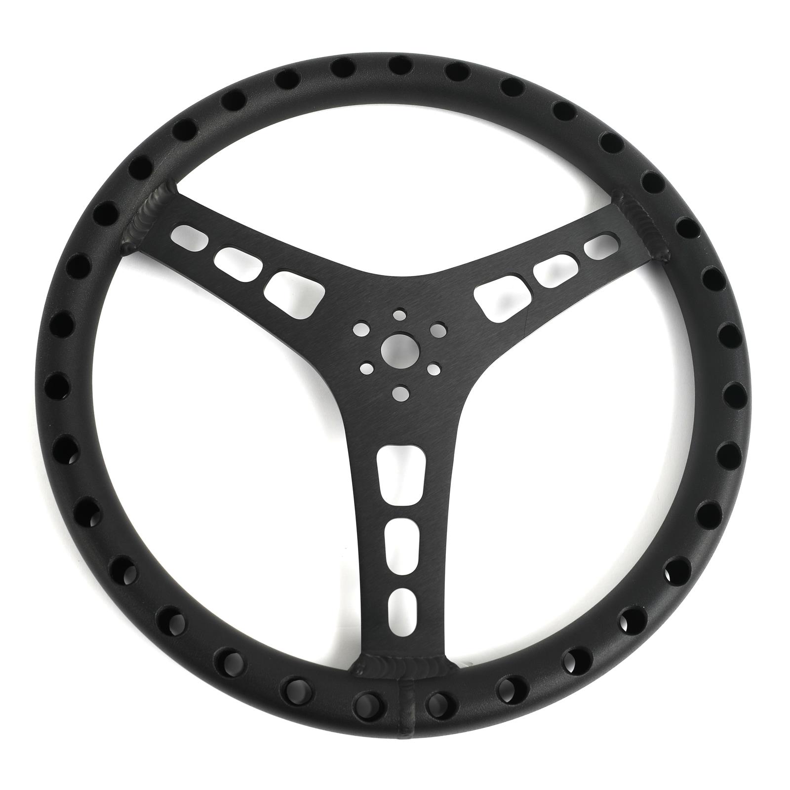 JOES Racing Products Aluminum Steering Wheels 13534-B Wheel, Aluminum, Black Anodized, 3-Spoke, 1.0 in. Dish, 14 in. Diameter, Dual 3-Bolt Mount, Each
