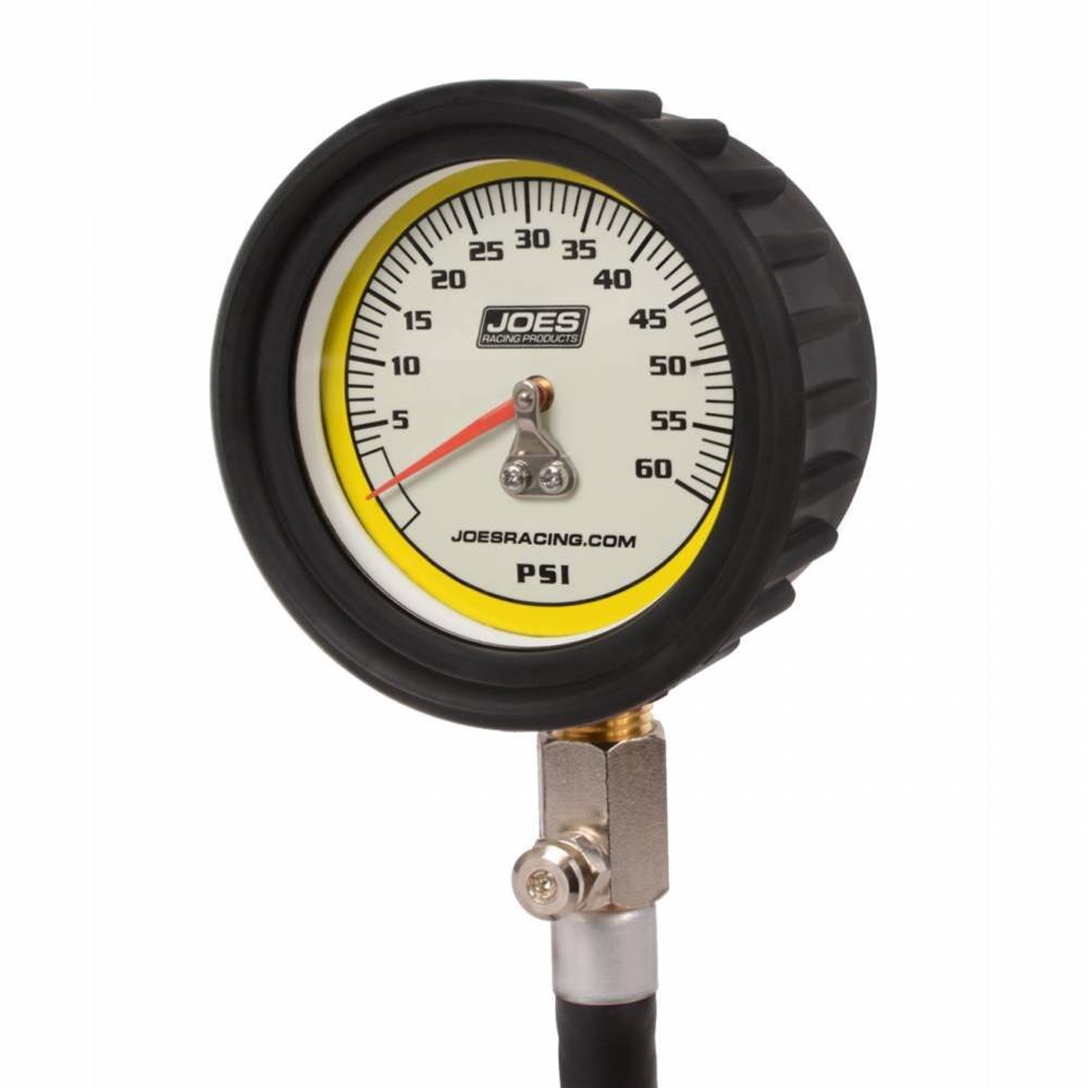 JOES Racing Products Pro Tire Gauges 32317 Pressure Gauge, Series, Glow-In-The-Dark, Analog, 0 - 60 psi, 2.50 in. Diameter, Each