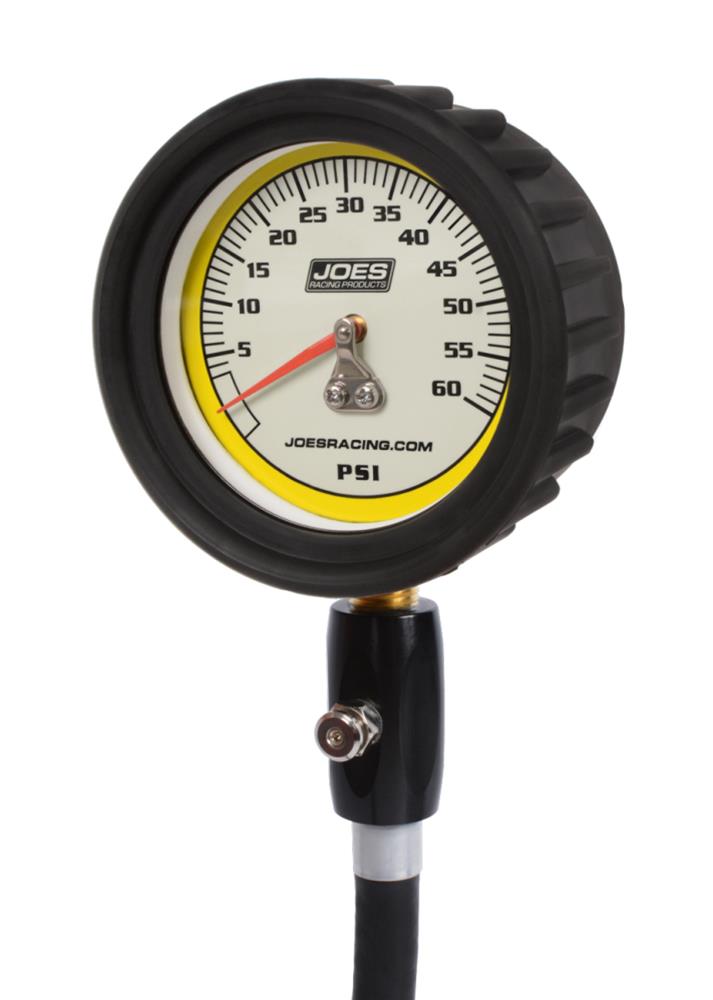 JOES Racing Products Pro Tire Gauges 32327 Pressure Gauge, Series, Glow-In-The-Dark, Analog, 0 - 60 psi, 2.50 in. Diameter, Each