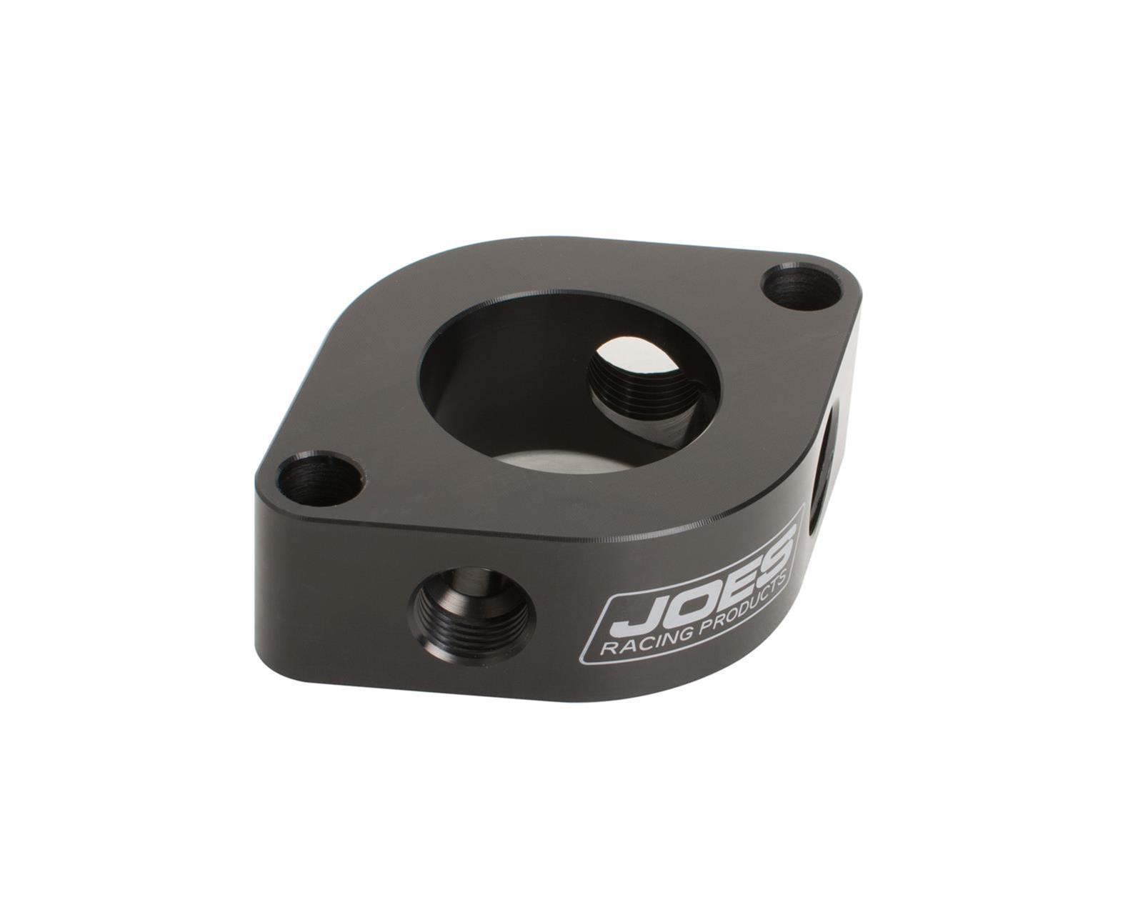 JOES Racing Products Thermo Spacers 36025-V2 Water Neck Spacers, Spacer, Aluminum, Black Anodized, 1.125 in. Thick, Four 1/2 in.-NPT ports, O-Ring included, Chevy, Each