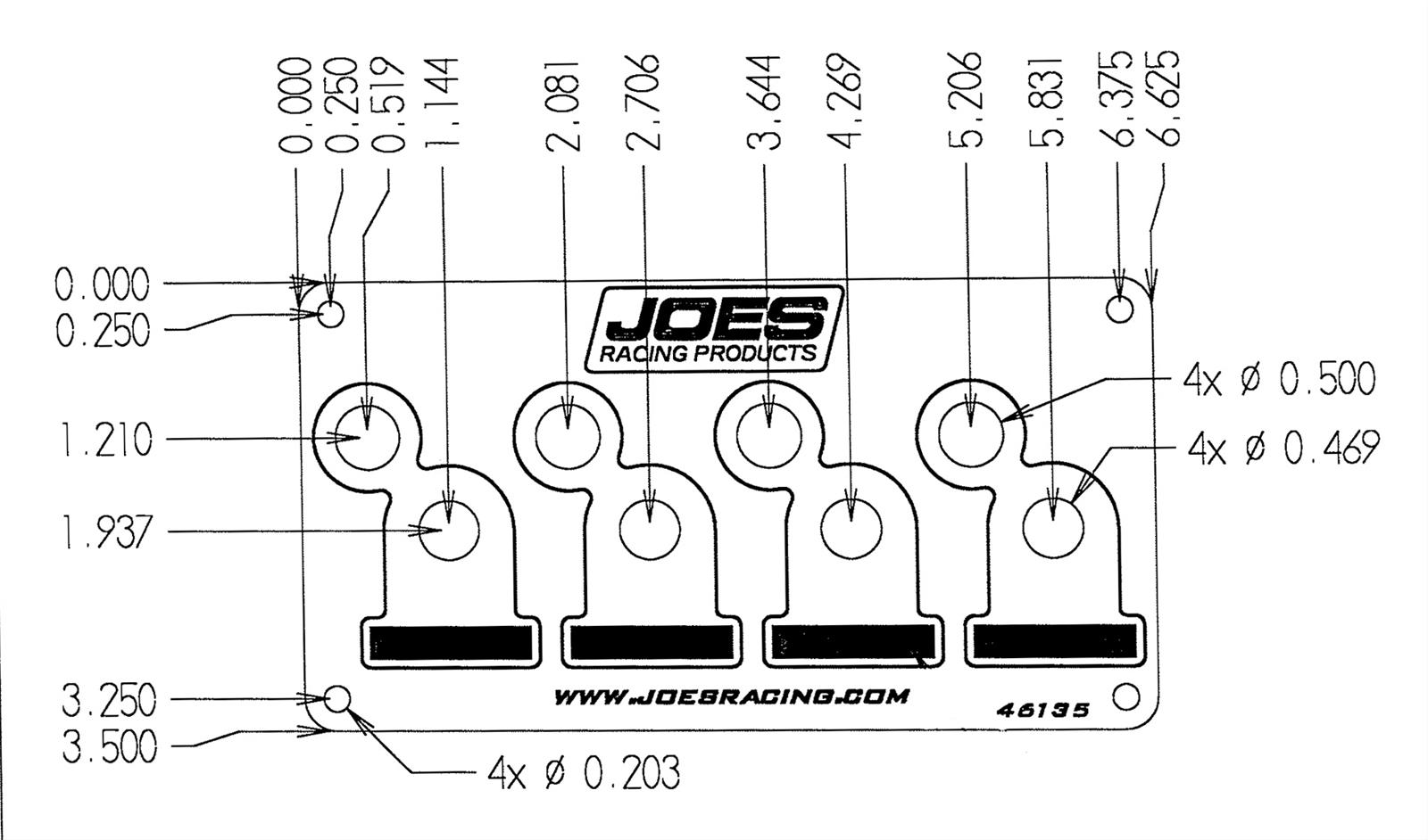 JOES Racing Products Switch Panels 46135 Panel, Dash Mount, Lighted, 4 Switches, Aluminum, Black, 6.625 in. Width, 3.500 in. Height, Kit thumbnail 2