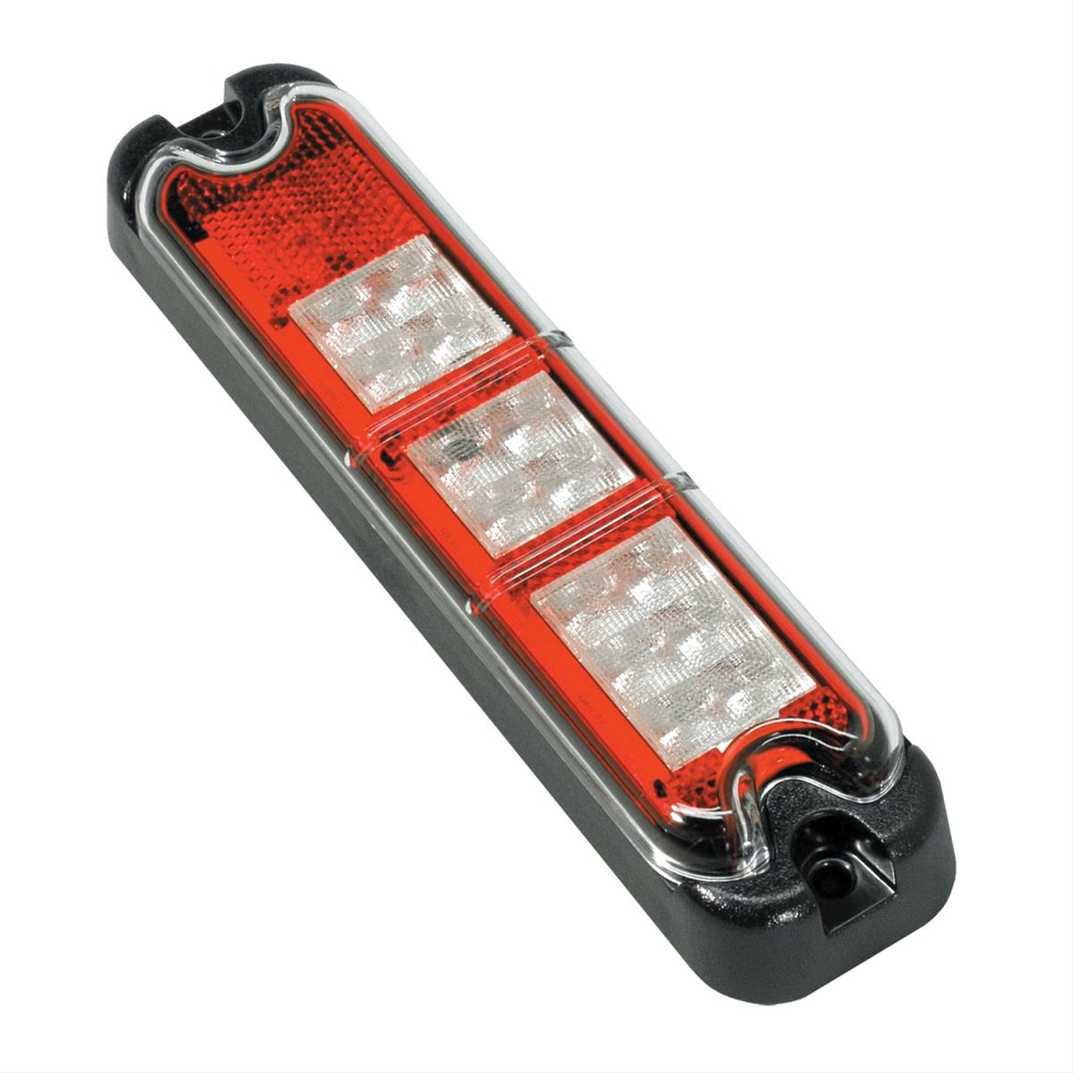 J. W. Speaker 281 Series LED Taillights 0338061 Taillight Assemblies, Model 281, Multi-Function Light, Red/Clear Lens, Black/Clear Housing, Rectangular, 9.0 in. Long x 2.0 in. Wide, Each