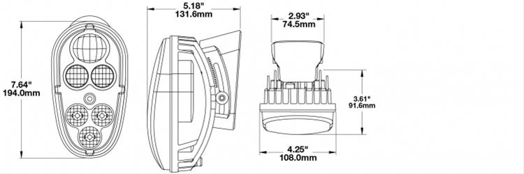 J. W. Speaker 515 Material Handling LED Headlights 548901 Headlight Assemblies, Model Handing, LED, Clear Lens, Black Housing, Black Bezel, Each thumbnail 3