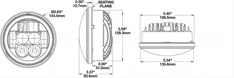 J. W. Speaker 8630 Evolution ECE-Compliant LED Headlights 549921 Headlight, LED, Round, Clear Lens, Black Housing, Left Hand Traffic Beam, Each thumbnail 6