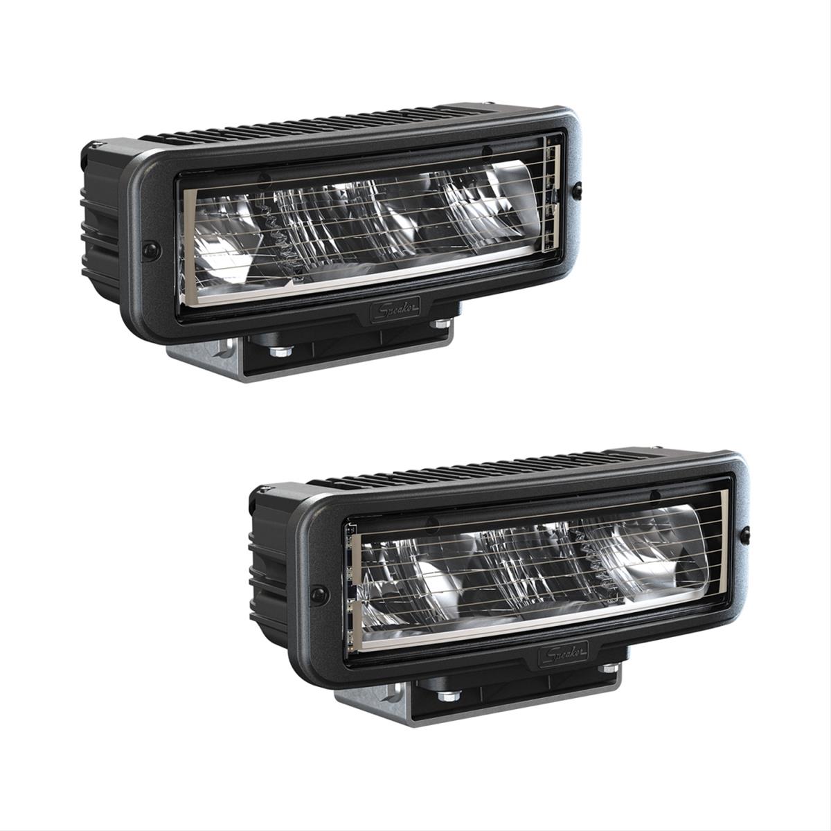 J. W. Speaker 9800 LED Headlights 550171 Headlight Assemblies, Model LED, Clear Lens, Black Housing, Black Bezel, 12-24 V High Beam, Delphi 12052848 Connector, Pair