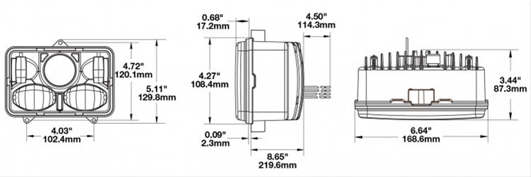 J. W. Speaker 8820 LED Headlights 550271 Headlight Assemblies, Model 8820, LED, Clear Lens, Black Housing, Black Bezel, 12-24 V Headlight, 3-Point Mount, Each thumbnail 3