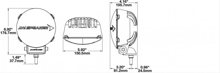 J. W. Speaker TS3001R LED Auxiliary Lights 550441 Light, DOT Light, LED, Adjustable Bracket Mount, 6 in. Round, Clear, Composite, 12-24 V, Each thumbnail 2