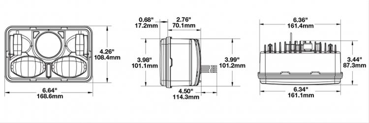 J. W. Speaker 8820 Evolution 2 LED Headlights 550931 Headlight, LED, Rectangle, Clear Lens, Black Housing, 6.440 in. Length, 5.110 in. Height, Each thumbnail 3