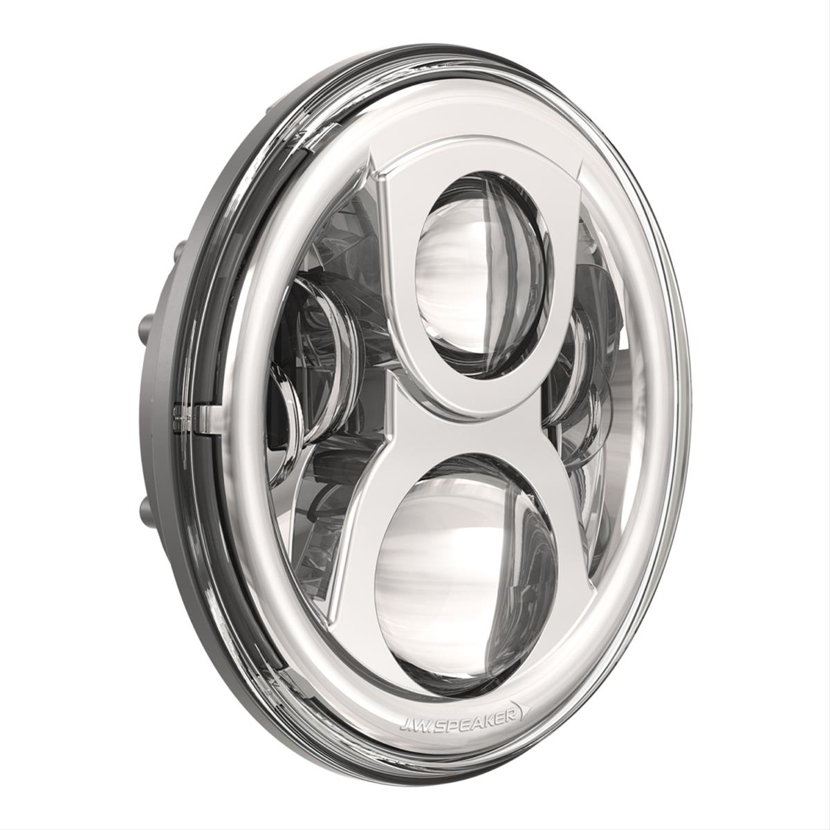 J. W. Speaker 8700 Evo 2 DOT-Compliant Dual Burn LED Headlights 554991 Headlight Assemblies, Headlights, Clear Lens, Natural Housing, Chrome Bezel, 12-24 V, Mounting Ring, Each