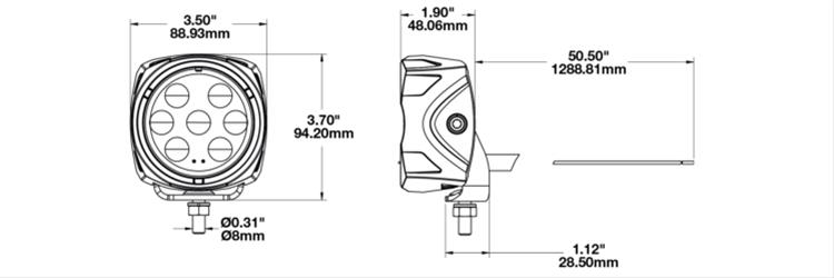 J. W. Speaker 4418 LED Work Lights 555001 Auxiliary Light, Light, LED, Flood Beam, 3.5 in. Square, Clear, Aluminum, 12 V, Each thumbnail 5