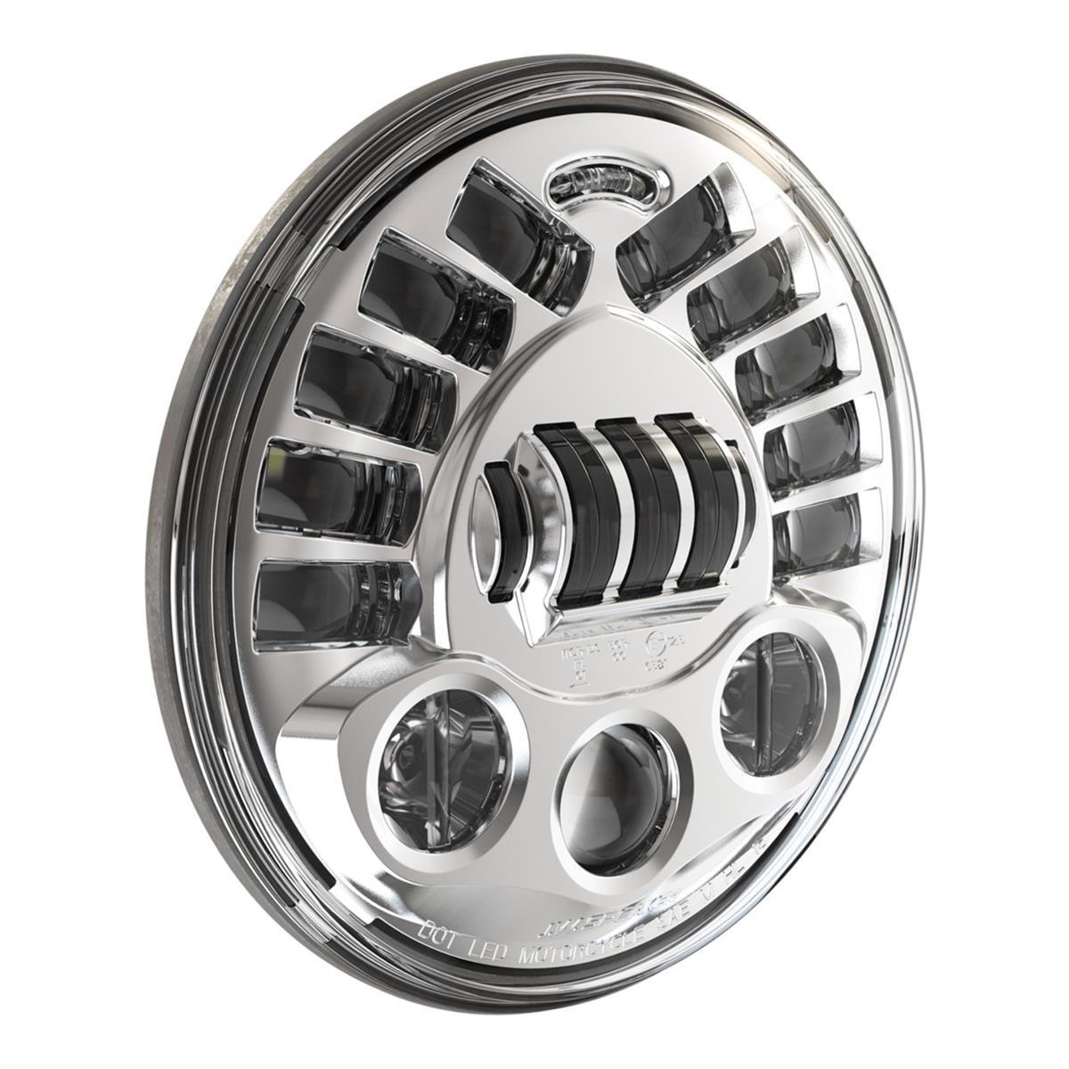 J. W. Speaker 8790 Adaptive 2 LED Headlights 555031 Headlight, LED, Round, Clear Lens, Gray Housing, Chrome Inner Bezel, 7.000 in. Diameter, Each