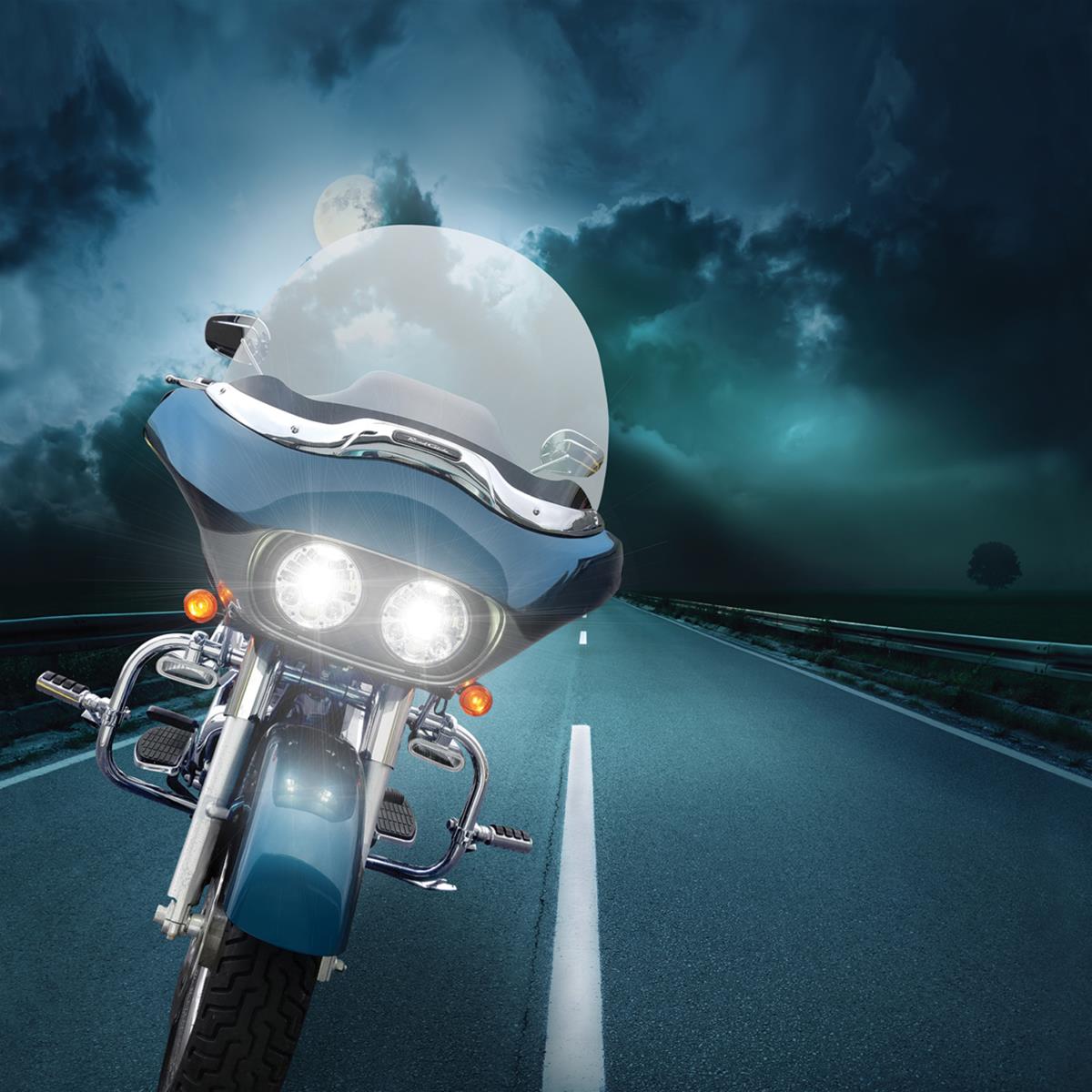 J. W. Speaker 8692 Adaptive 2 LED Headlights 555131 Headlights, LED, Round, Clear Lens, Gray Housing, Black Inner Bezel, 5.750 in. Diameter, Harley-Davidson®, Pair thumbnail 2
