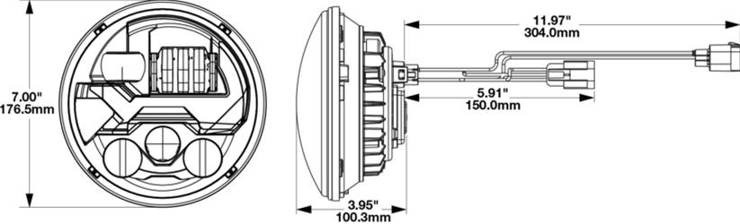 J. W. Speaker Jeep LED EVO J3 Non-Heated Headlights for 2007-2017 WRANGLER, 2018 WRANGLER JK - 0557193 Headlight, J3, Clear Lens, Non-Heated, Black Housing, Black Inner Bezel, 7 in. Round, Pair thumbnail 8