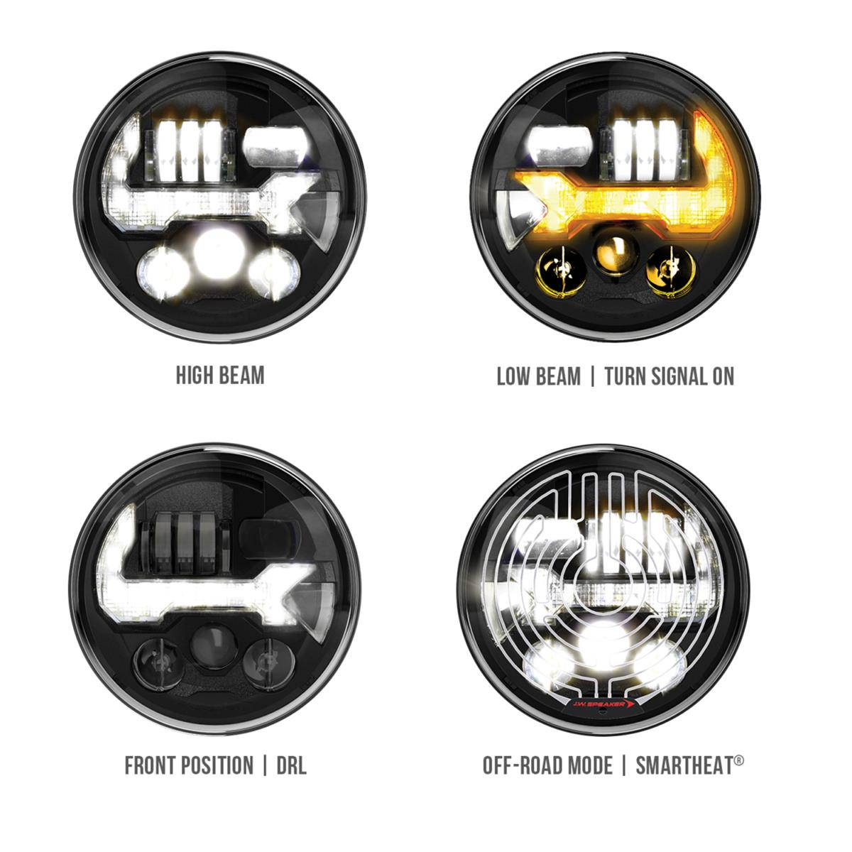 J. W. Speaker Jeep LED EVO J3 Heated Headlights for 2007-2021 WRANGLER, 2018 WRANGLER JK - 0557213 Headlight, J3, Clear Lens, Heated, Black Housing, Black Inner Bezel, 7 in. Round, Pair thumbnail 6