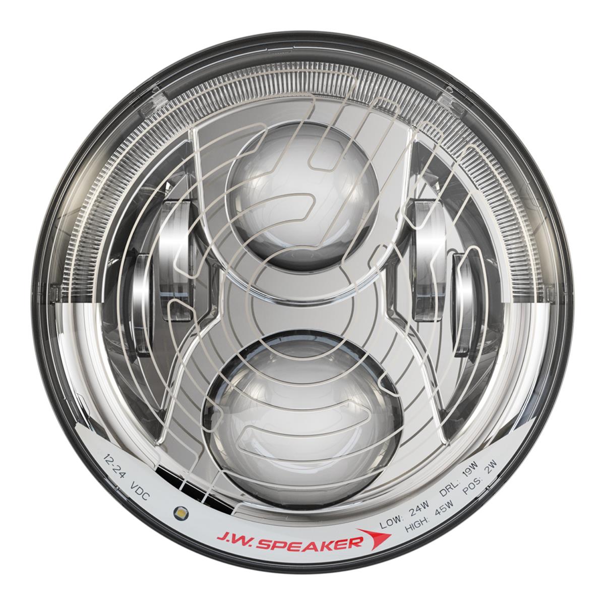 J.W. Speaker Headlight Assemblies 556291 8700 EVO2-H 12/24, DOT, CHROME