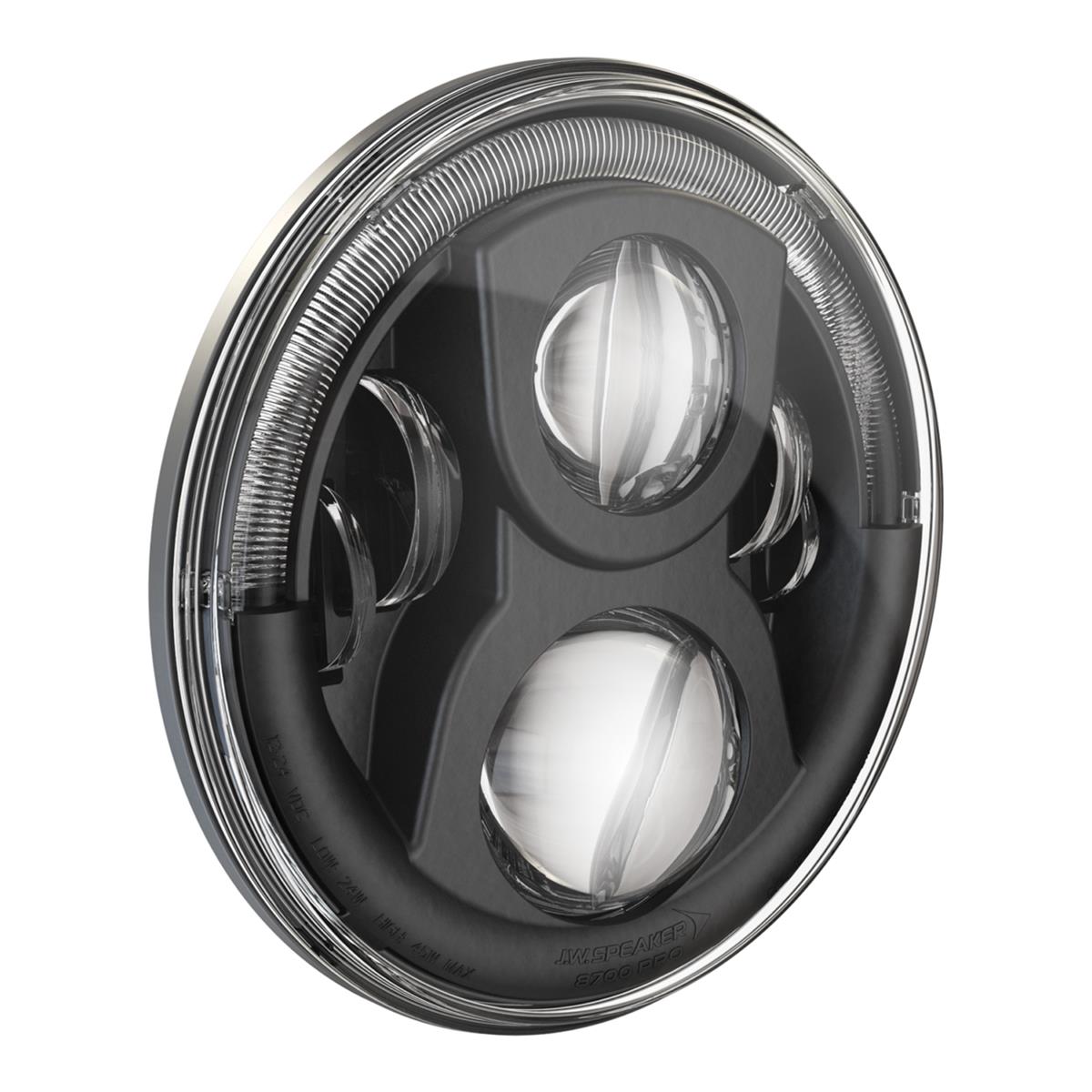 J.W. Speaker Headlight Assemblies 0557501 8700 EVO2-Pro 12/24 LHT ECE, Blk Non Drl