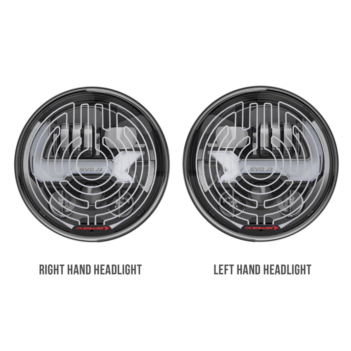 J.W. Speaker Headlight Assemblies 0558153 LED Headlights, EVO J3, BLACK, CANADA,KIT, HTD