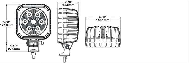 J. W. Speaker 832 LED Auxiliary Lights 1300161 Light, Work Light, LED, Spot Beam, 4 in. Square, Clear, Aluminum, 12-24 V, Each thumbnail 2