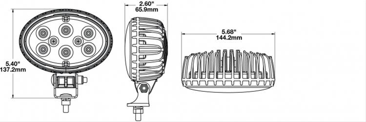 J. W. Speaker 735 LED Work Lights 1706581 Auxiliary Light, Light, Oval, Clear Bulb and Lens, Black Housing, 12-24 V, Each thumbnail 5
