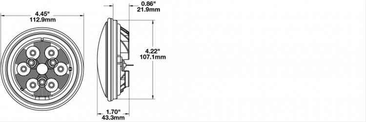 J. W. Speaker 6040 LED Work Lights 3157481 Auxiliary Light, Light, LED, Trapezoid Beam, 4.5 in. Round, Clear, Aluminum, 12-48 V, Each thumbnail 5