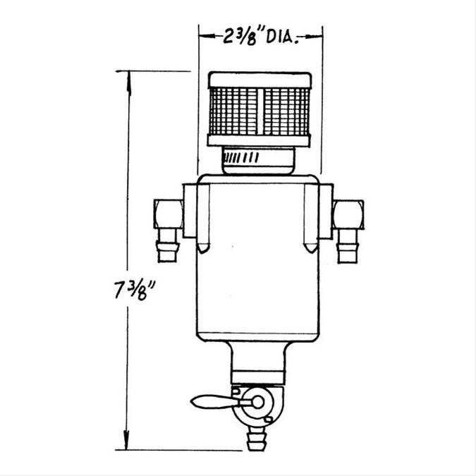 Jaz Products Breather Tanks 605-375-01 Tank, 1 pt., Round, Polyethylene, Black, 3/8 in. Hose Barb Inlet, Universal, Each