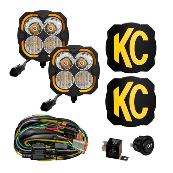 KC HiLiTES LZR LED フォグライト KC HiLiTES Jeep Wrangler 4 in. LZR Round LED Light - Driving