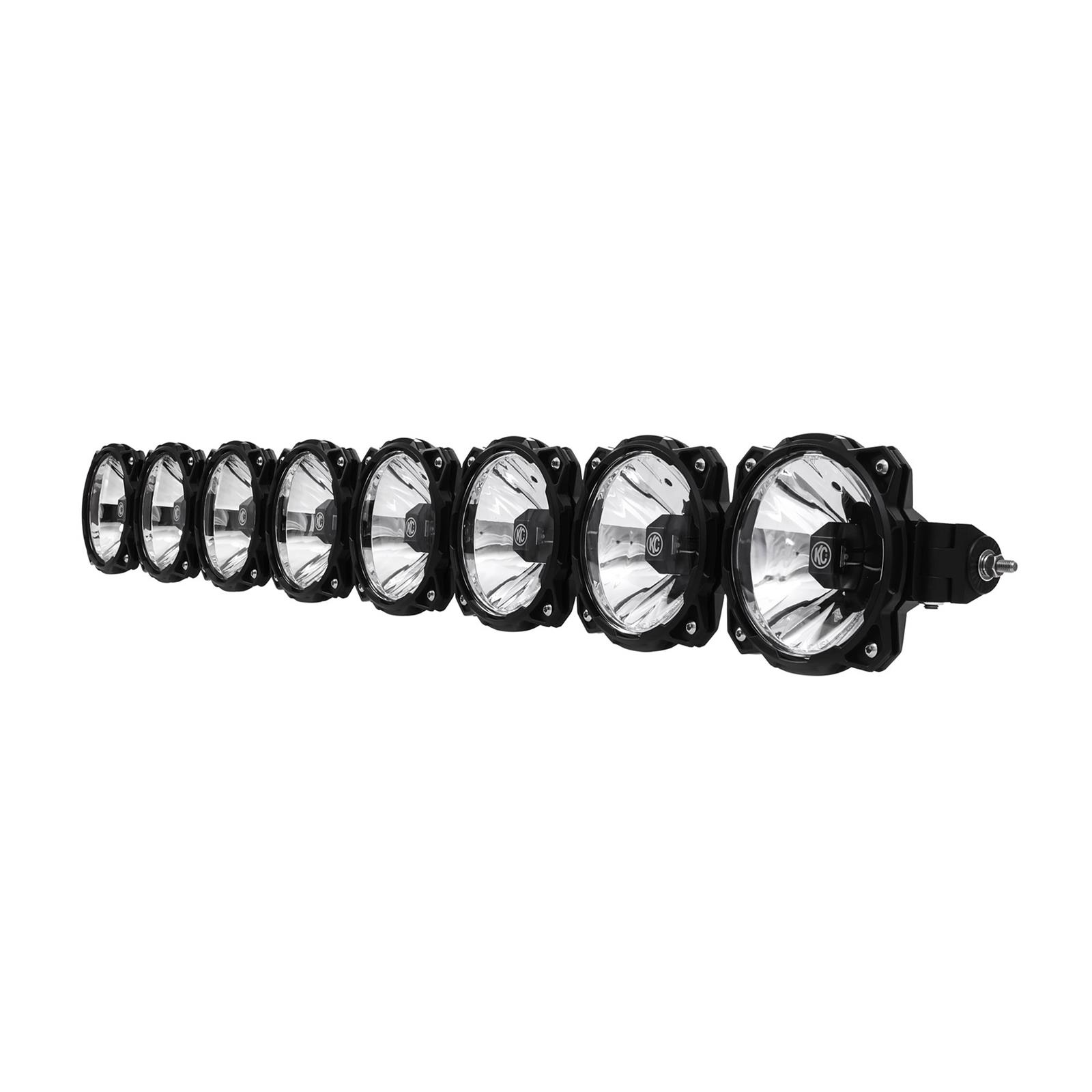 KC HiLiTES Gravity LED Pro6 Light Bar Kits 91337 Bar, Pro6, Lamp Style, Round, Clear Bulb and Lens, Black Housing, Upper Windshield Mount, Jeep, Wrangler, Each