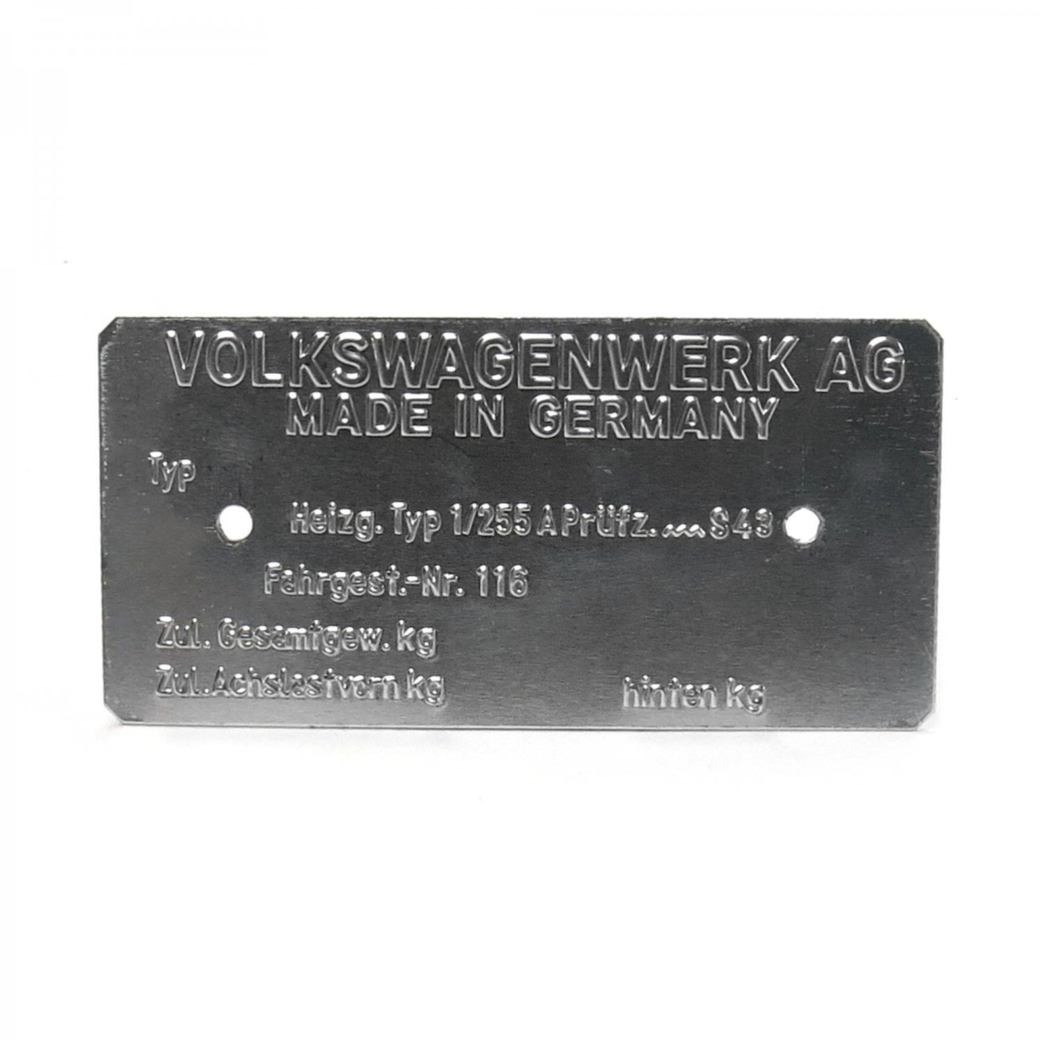 Kaferlab LABVIN16 KaferLab VW VIN Data Plates | Summit Racing