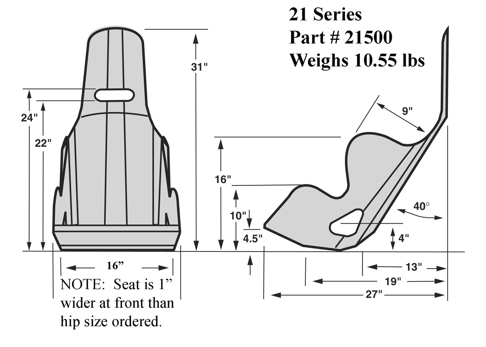 Kirkey Racing 21500 Kirkey 21 Series Aluminum High Back Kart Seats