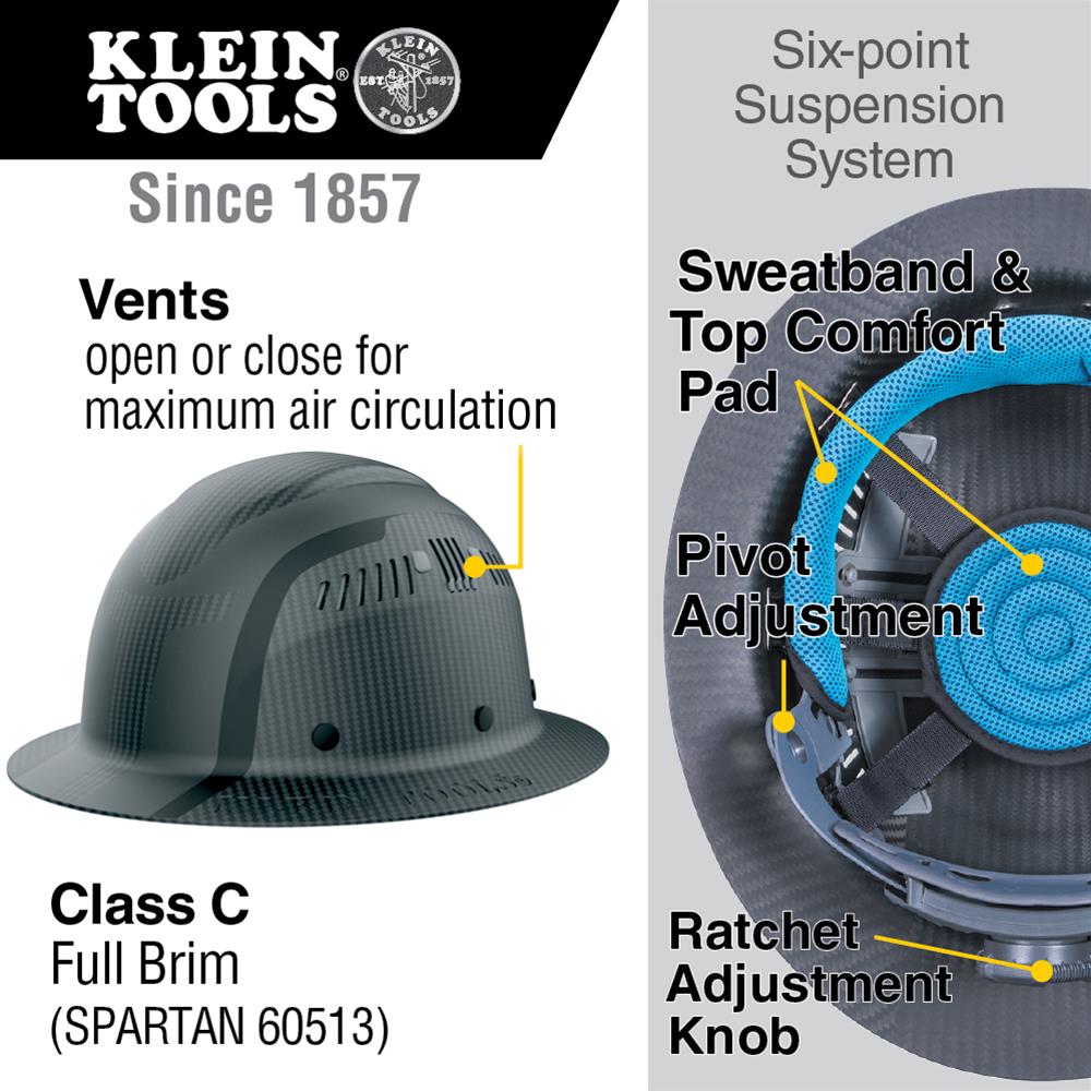 Klein Tools 60513 Klein Tools Carbon Fiber Full Brim Hard Hats