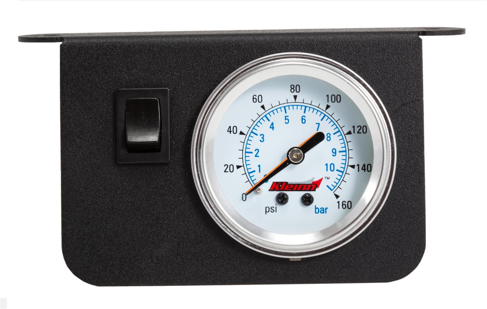 Kleinn Illuminated Dual Needle 160 PSI Dash Panel Gauge Kit w/ On/Off Switch