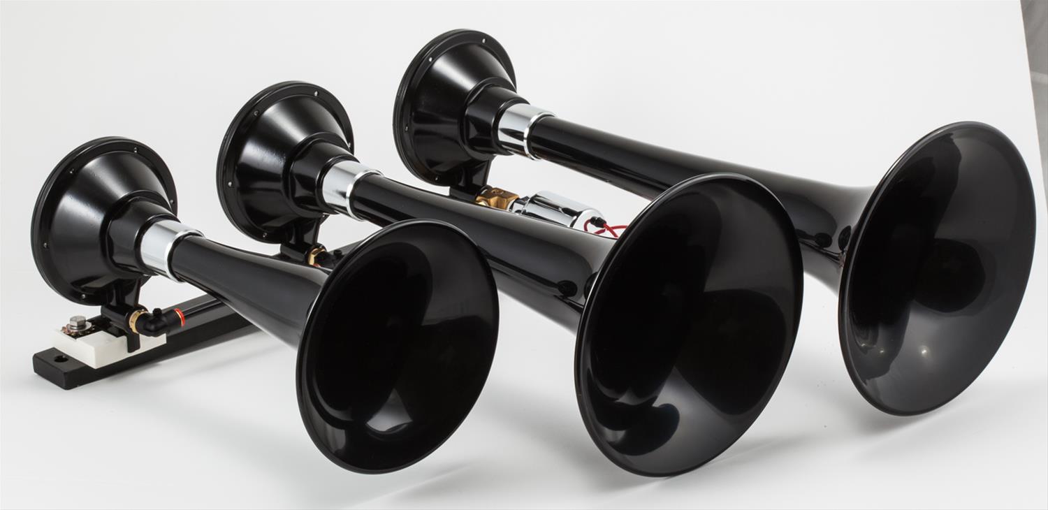 Kleinn Black Triple Horn/ 15In/13In/11In - High Impact ABS Trumpet/ Zinc Alloy Base