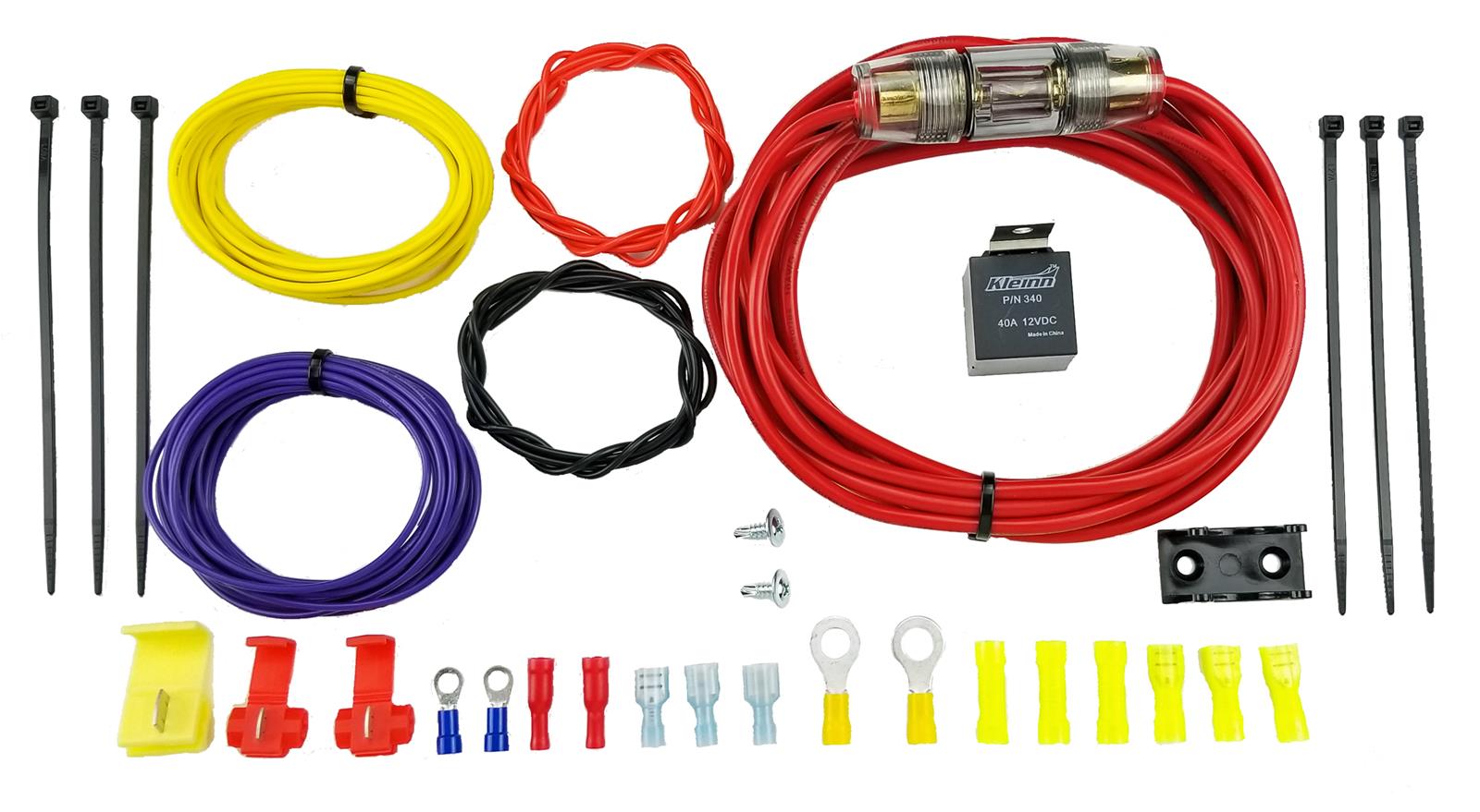 Kleinn 10 Gauge Compressor Wiring Kit/ 40A Relay/ 26 ft w/ AGU Fuse Holder