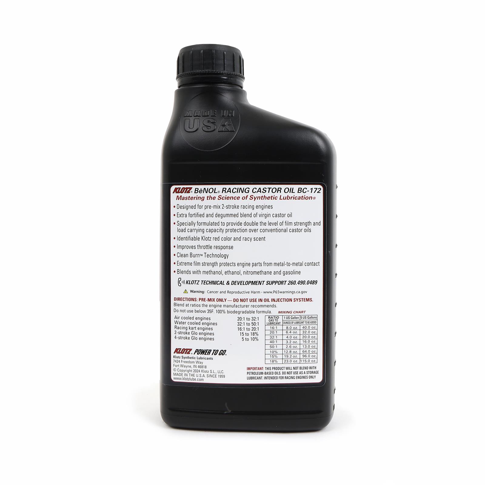 Klotz BC-172 Klotz BeNOL Racing Castor Oil | Summit Racing