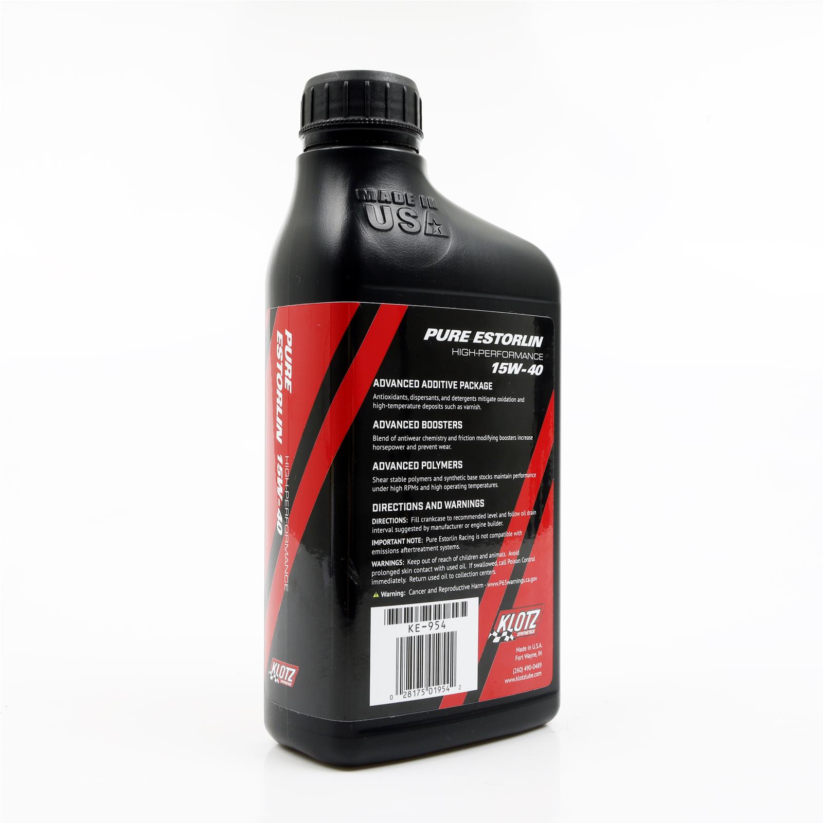 15w40 Klotz Synthetic Racing Estorlin Lubricant KE-954 Engine Oil, Estorlin, Synthetic, 15W40, 1 qt., Each thumbnail 3