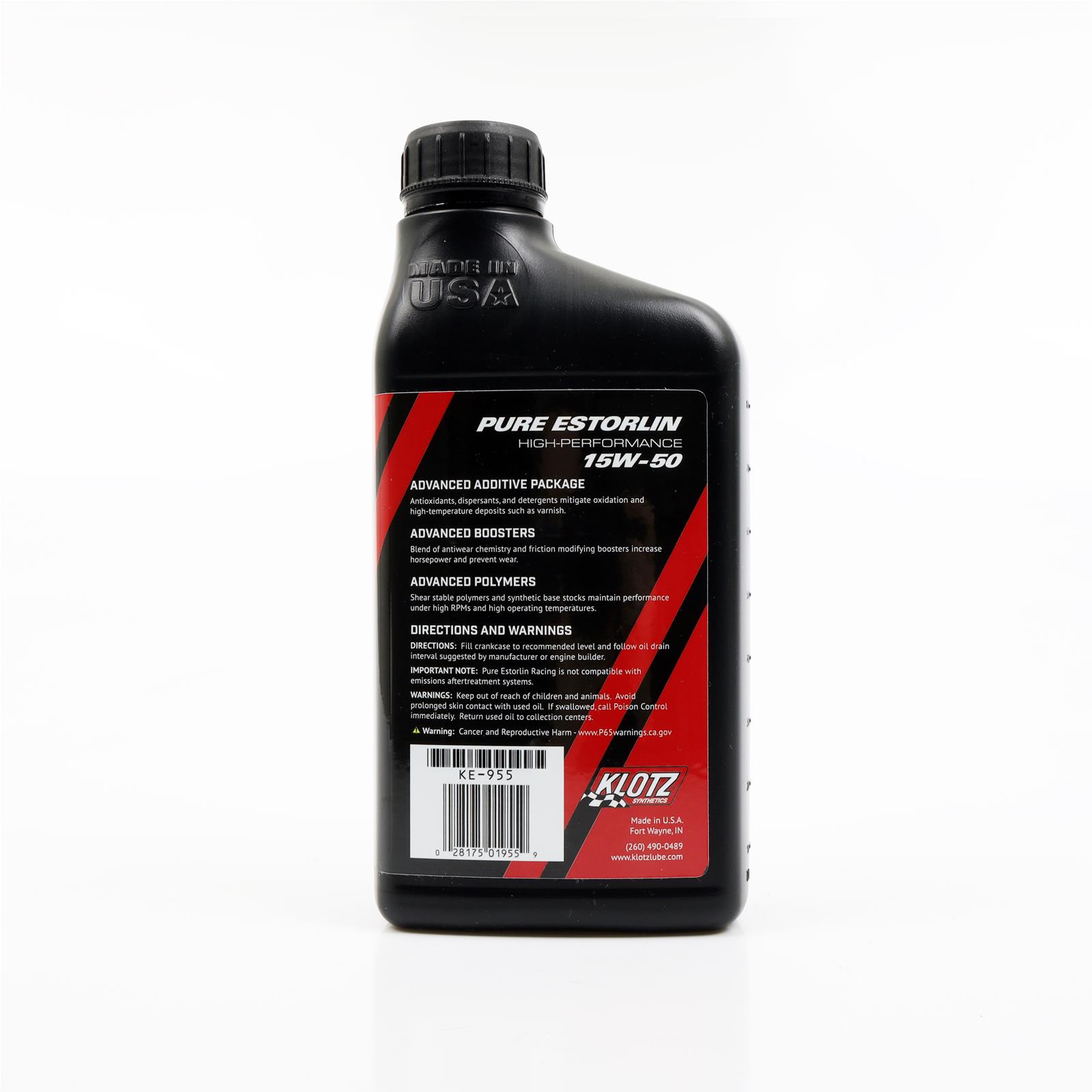 15w50 Klotz Synthetic Racing Estorlin Lubricant KE-955 Engine Oil, Estorlin, Synthetic, 15W50, 1 qt., Each thumbnail 3