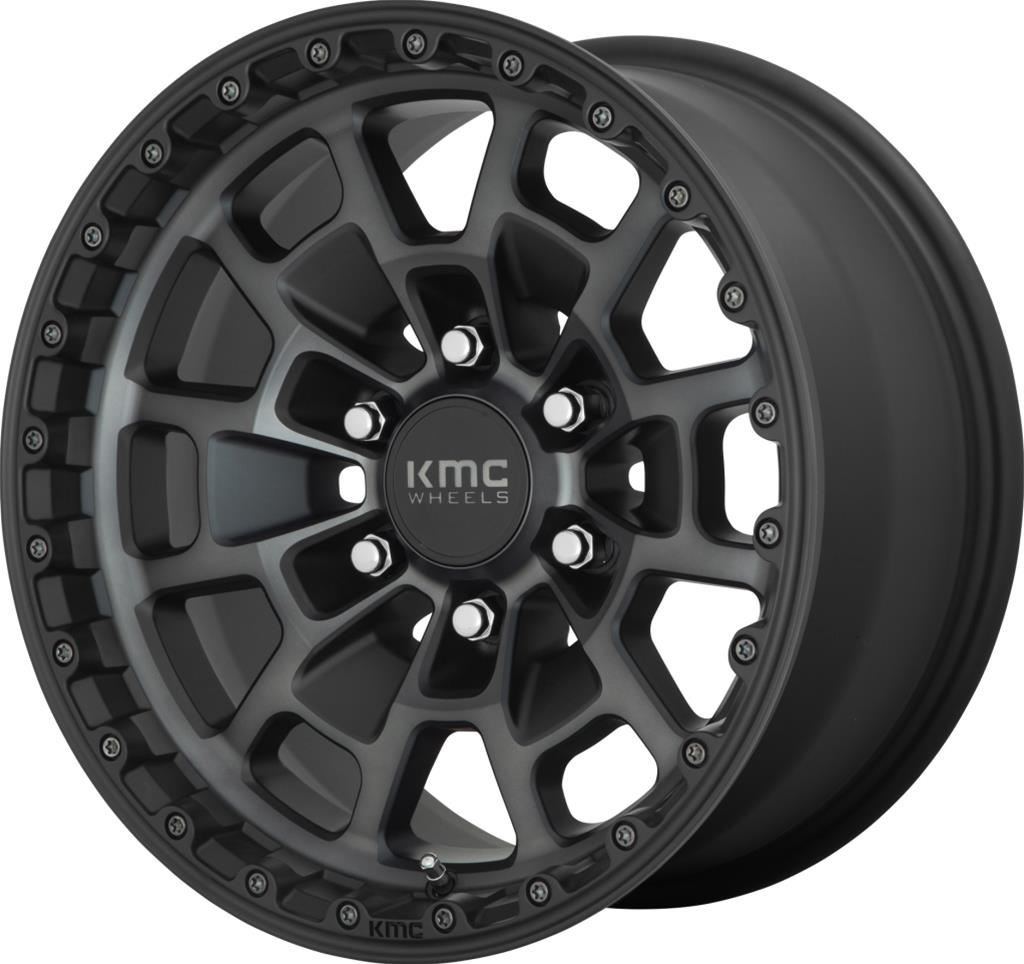 KMC KM71878568400 KMC KM718 Summit Satin Black Wheels with Gray