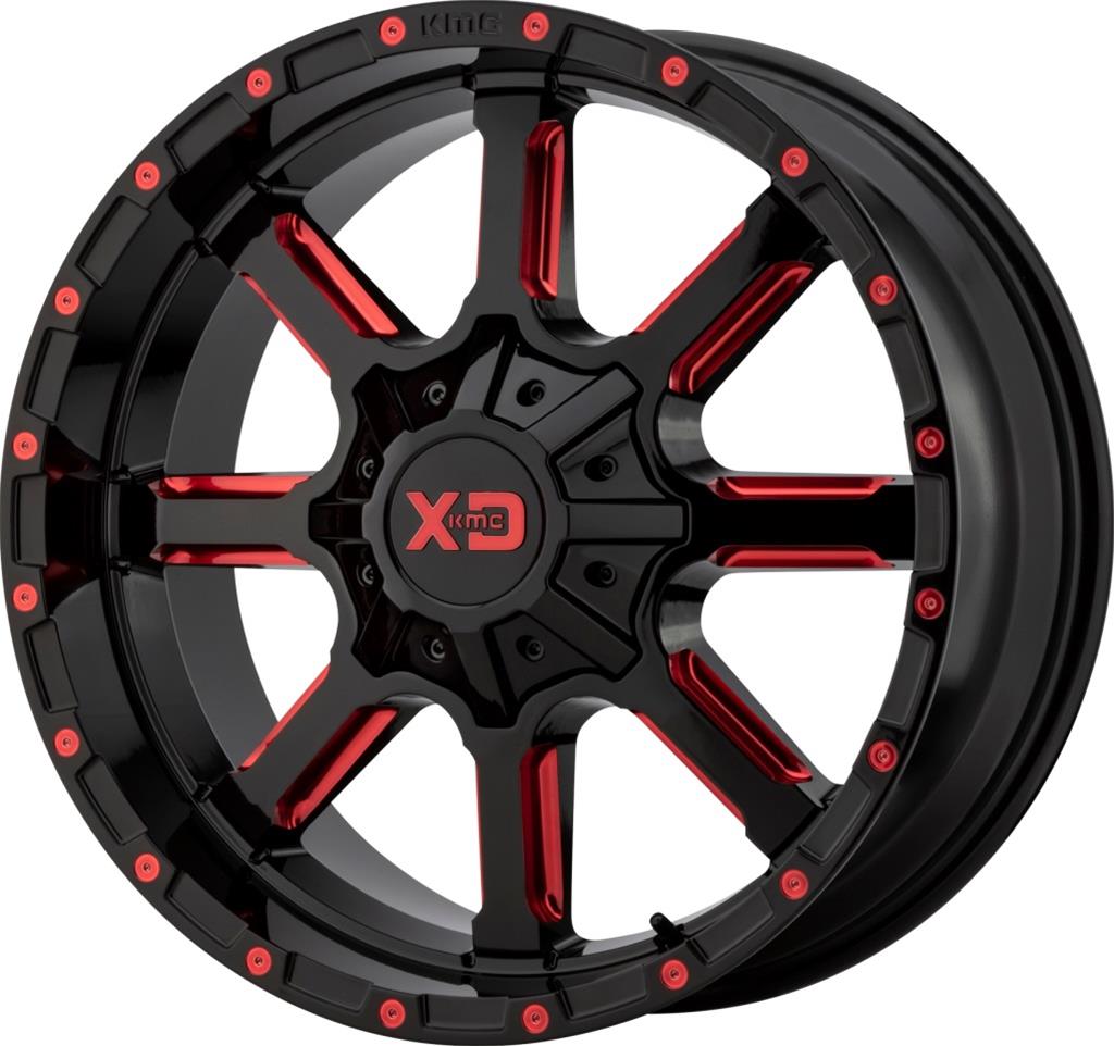 KMC XD83829067918 KMC XD838 Mammoth Gloss Black Wheels with Red Tinted  Milled Spokes | Summit Racing