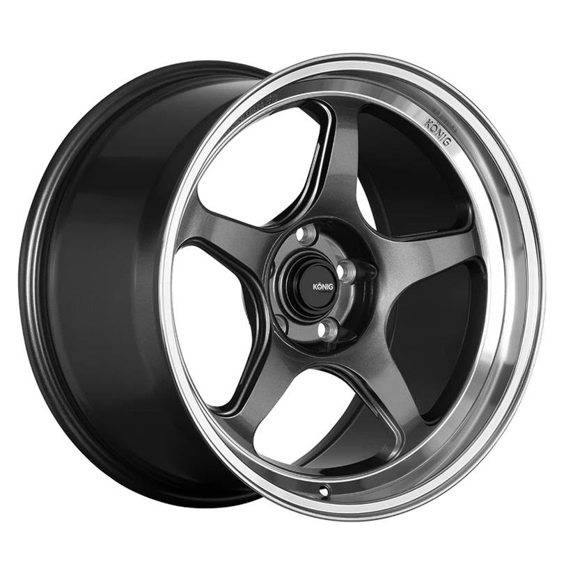 Konig Hyperspec 17x9 4x100 ET45 Anthracite Metallic Wheel w/ Mirror Machined Lip (Knurled Bead)