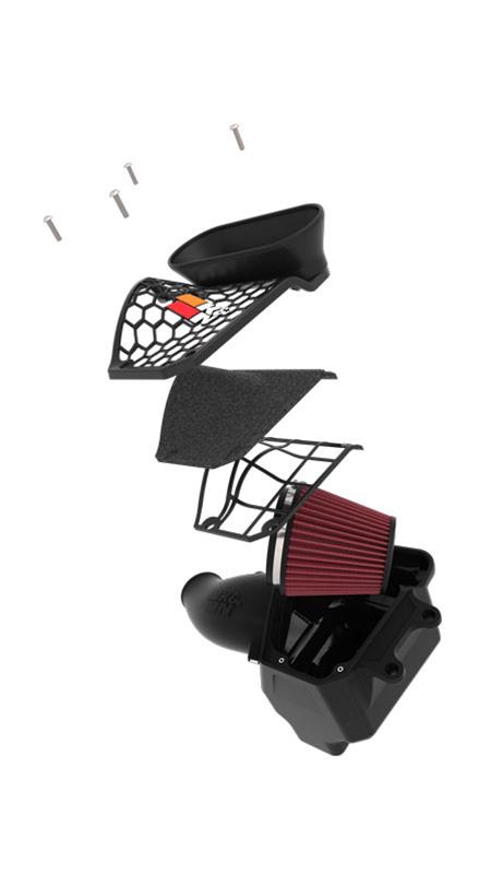 K&N 63-2596 Kit di aspirazione per auto lavabile e riutilizzabile