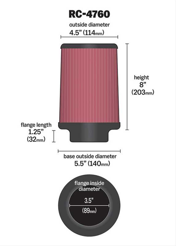 K&N RC4760 K&N Universal Performance Air Filters Summit Racing