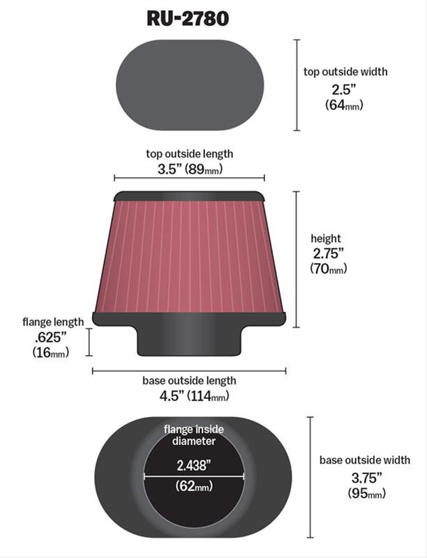 K&N RU-5176 Universal Rubber Air Filter - Washable & Reusable High Flow Air Filter For Racing, Generators, ATVs - View #5