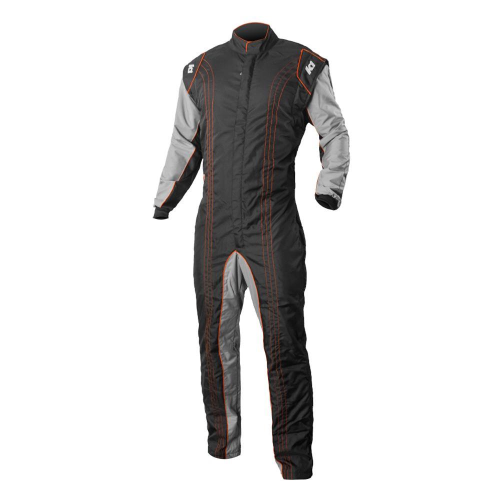K1 RaceGear GK2 Karting Suits 10-GK2-O-XL Driving Suit, Suit, One-piece, One Layer, Cotton/Polyester, Black/Gray with Orange Stripes, Men's X-Large, Each