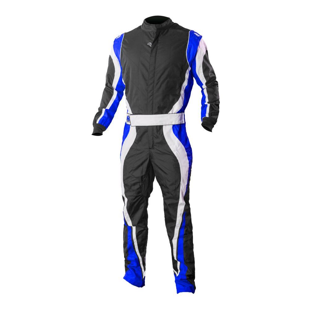K1 RaceGear Speed 1 Driving Suits 10-SP1-B-S Suit, 1, One-piece, One Layer, Cotton/Polyester, Black/White/Blue, Men's Small, Each