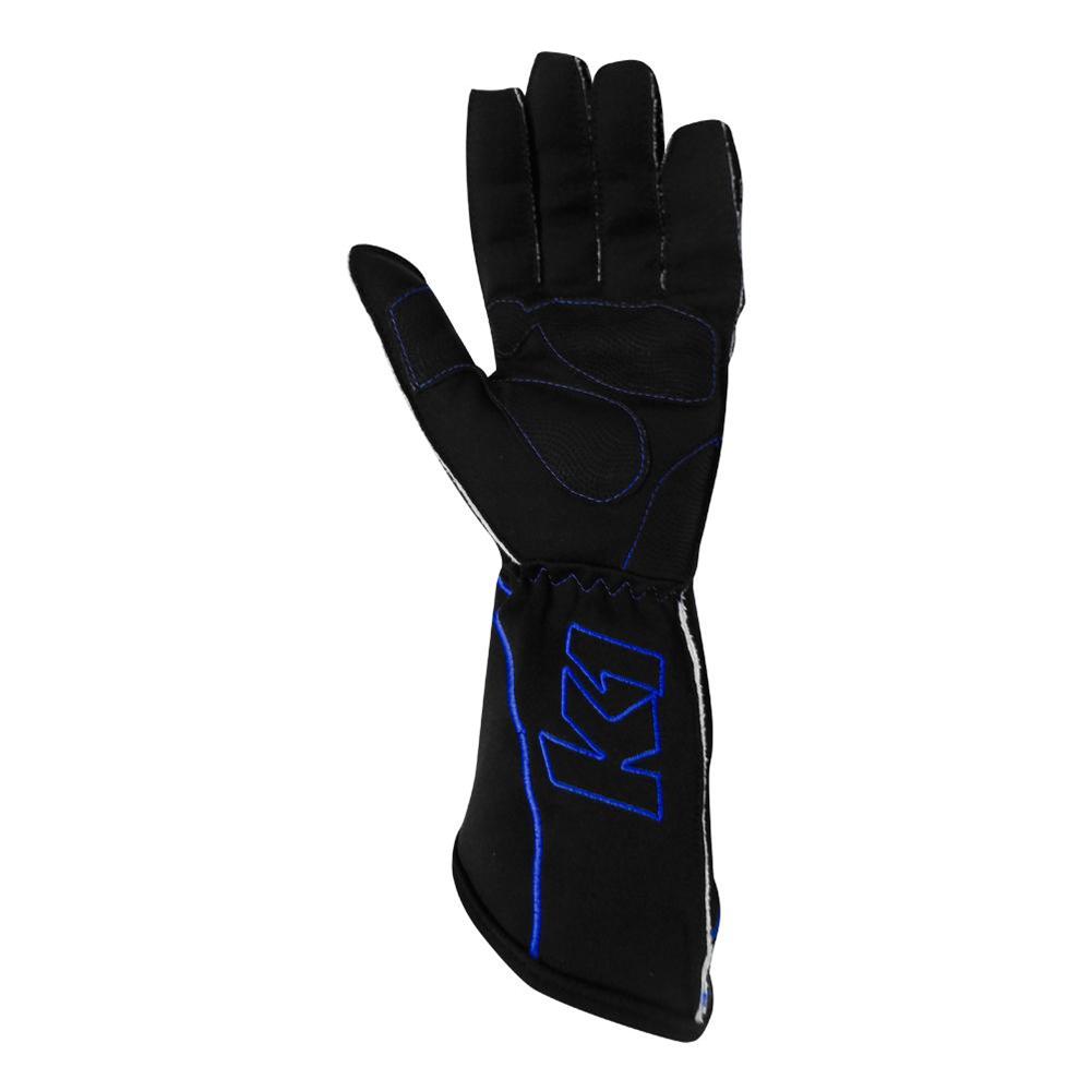 K1 RaceGear RS1 Karting Gloves 13-RS1-B-S Driving Gloves, Gloves, One Layer, Polyester/Leather, Black/Blue, Small, Pair thumbnail 2