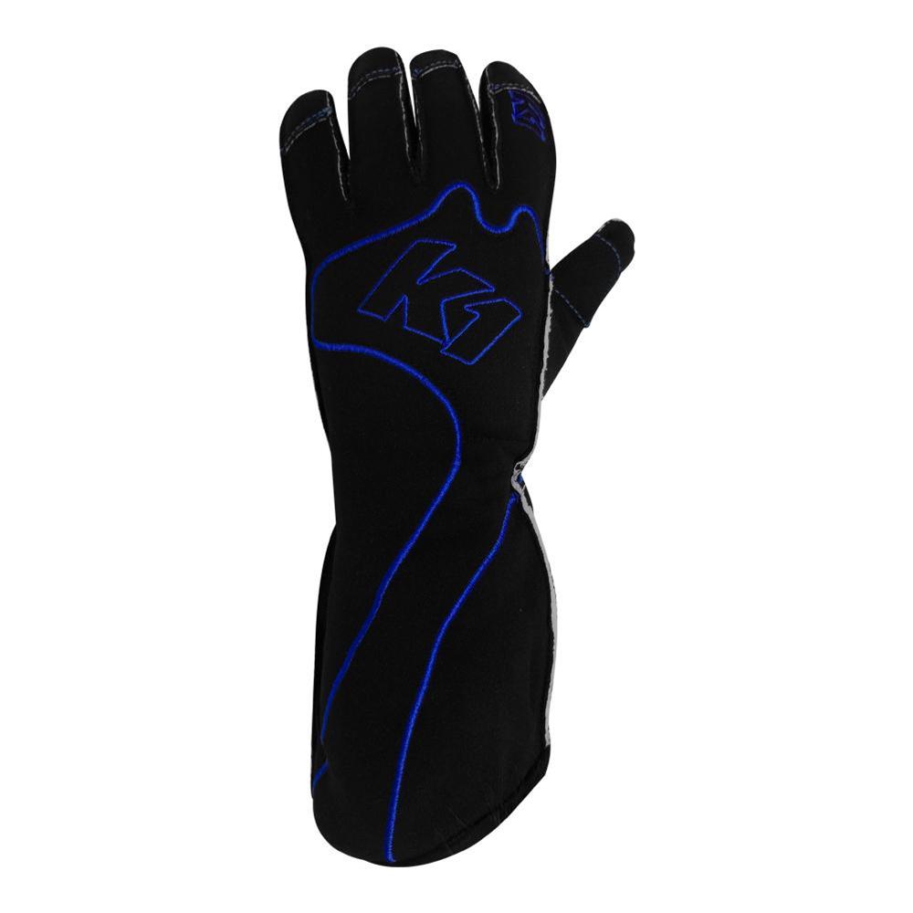 K1 RaceGear RS1 Karting Gloves 13-RS1-B-S Driving Gloves, Gloves, One Layer, Polyester/Leather, Black/Blue, Small, Pair
