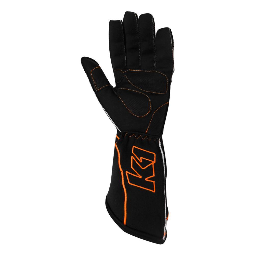K1 RaceGear RS1 Karting Gloves 13-RS1-O-L Driving Gloves, Gloves, One Layer, Polyester/Leather, Black/Orange, Large, Pair thumbnail 2
